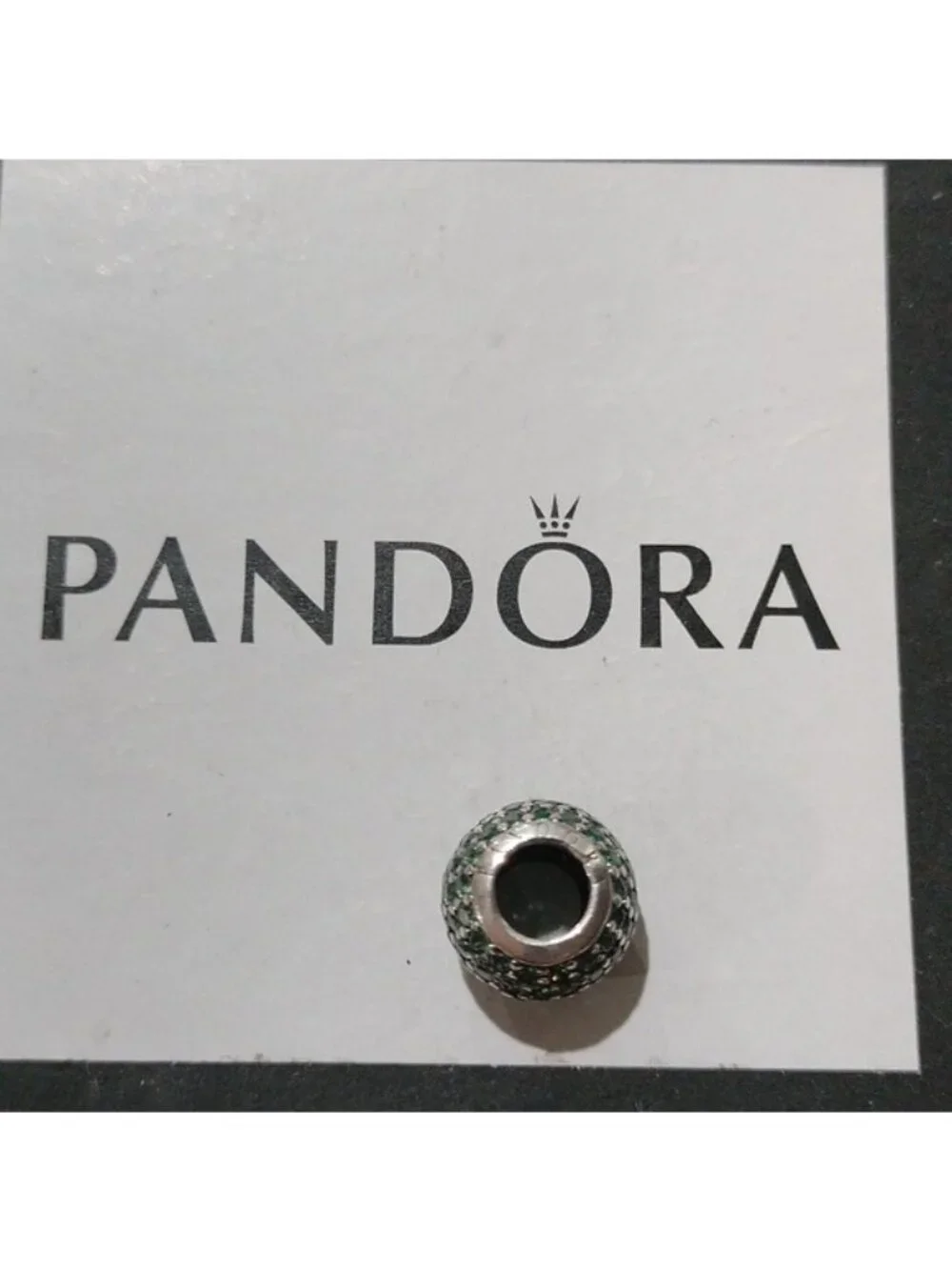 Pandora Sterling Silver Pave Lights Bead with Emerald Green Zirconia - 791051czn